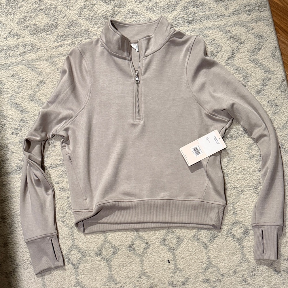 NWT small Danskin Taupe Quarter-Zip